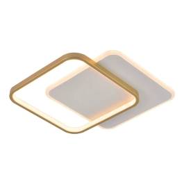 Plafon de Sobrepor LED 3000K 58W Bivolt 40x40cm Metal, Acrílico e Silicone Dourado