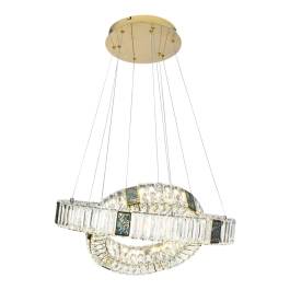 Pendente LED 3000K 48W Bivolt Ø60cm Metal e Cristal Champanhe e Transparente