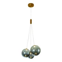 Conjunto de Pendentes LED 3000K 15W Bivolt Ø33x25cm Metal e Vidro Bronze e Fumê