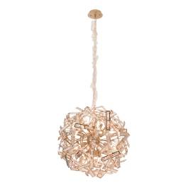 Pendente Ø65cm Metal e Cristal Rosê