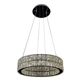 Pendente LED 3000K/4000K/6000K Multitemperatura 96W Bivolt Ø45cm Metal e Cristal Cromado