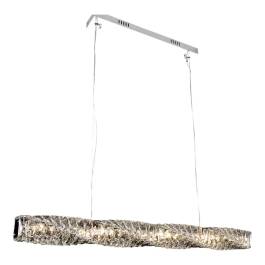 Pendente LED Retangular 3000K 64W Bivolt 120cm Metal e Cristal Cromado