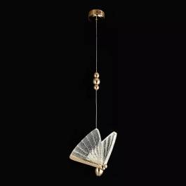 Pendente LED Borboleta 3000K 6W Bivolt 22x22cm Alumínio e Acrílico Dourado