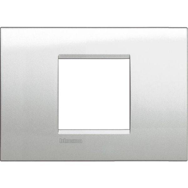 Placa Quadrada 2 Postos Central 4X2 - Argento Lunare