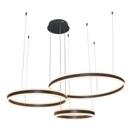 Conjunto de Pendentes LED Redondo 3000K 226W Bivolt Ø80cm Metal e Acrílico Preto