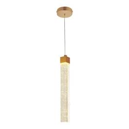 Pendente LED 3000K 5W Bivolt 30x3,5x3,5cm Metal e Cristal Dourado