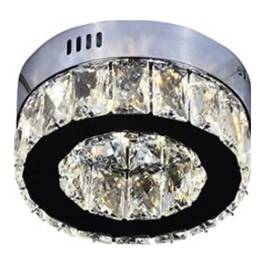Plafon de Sobrepor LED Redondo 3000K 12W Bivolt Ø30cm Inox e Cristal Cromado e Transparente