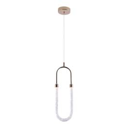 Pendente LED 3000K 6W Bivolt 40x12cm Metal e Cristal Dourado