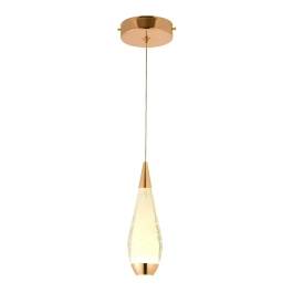 Pendente LED 3000K 5W Bivolt Ø9x26cm Metal e Cristal Dourado e Transparente