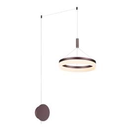 Pendente LED Redondo 3000K 36W Bivolt 200xØ40cm Metal e Acrílico Marrom