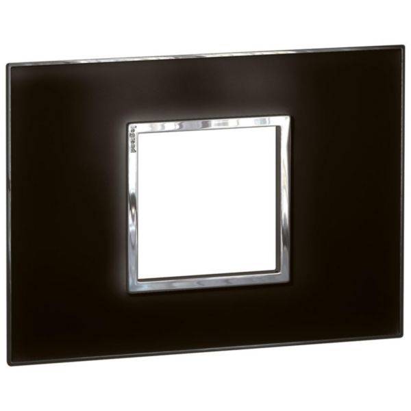 Arteor - Placa 2 postos 4x2 quadrados - Espelho preto - Padrão americano - Acabamento brilhante