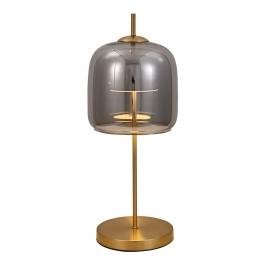 Luminária de Mesa LED 3000K 12W Bivolt 57xØ25cm Metal e Vidro Bronze e Fumê