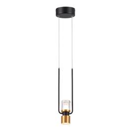Pendente LED 3000K 6W Bivolt 50x12cm Metal e Acrílico Dourado e Preto