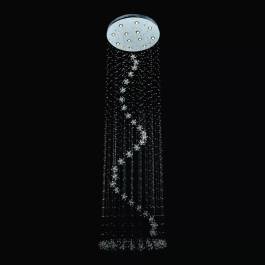 Plafon de Sobrepor 300xØ80cm Inox e Cristal Cromado e Transparente