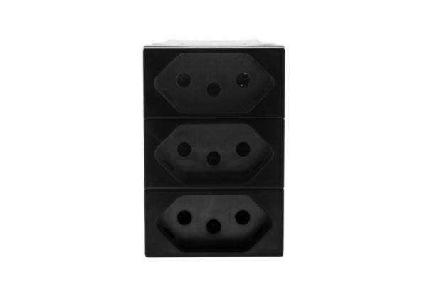 Tomada Triplex 2P+T 10A 250V B.Auto Preta - Pial Plus+