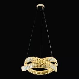 Pendente LED 3000K 60W Bivolt Ø60cm Metal e Cristal Dourado e Transparente