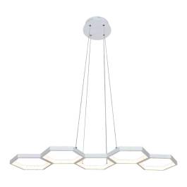 Pendente LED Colméia 3000K 66W Bivolt 90x35cm Metal Branco