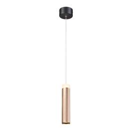 Pendente LED Cilíndrico 3000K 7W Bivolt Ø4x20cm Alumínio e Acrílico Dourado