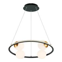 Pendente LED 3000K 52W Bivolt Ø59cm Metal e Vidro Grafite e Fosco