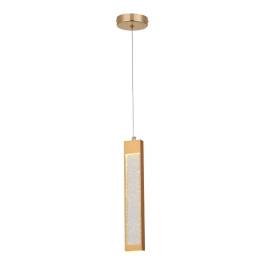 Pendente LED Retangular 3000K 5W Bivolt 30x5x2cm Metal e Cristal Dourado