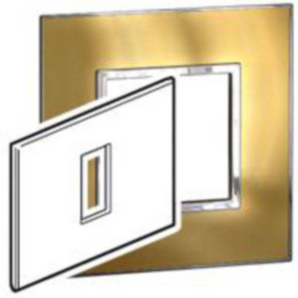 Arteor - Placa 1 posto quadrada - Latão dourado - Metal escovado - Instalação à face