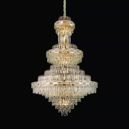 Lustre Pendente Ø120x188cm Metal e Cristal Dourado e Transparente