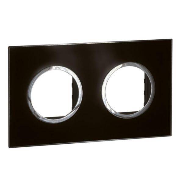 Arteor - Placa 2x2 modulos redondos Mirror Black - Instalação à face - Acabamento brilhante - Fecho rápido