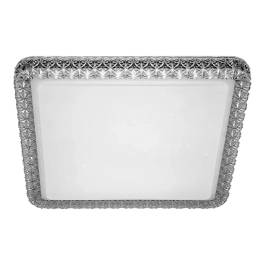 Plafon de Sobrepor LED Quadrado 6000K 24W Bivolt 40x40x7,5cm Metal e Cristal Branco