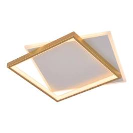 Plafon de Sobrepor LED 3000K 58W Bivolt 40x40cm Metal, Acrílico e Silicone Dourado