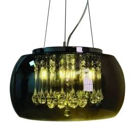 Pendente Ø40cm Metal e Vidro Cromado e Fumê