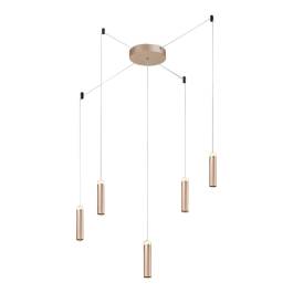 Conjunto de Pendentes LED 3000K 35W Bivolt 400cm Metal Dourado Fosco