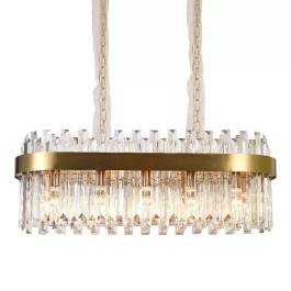 Lustre Pendente Retangular 33x90x30cm Inox e Cristal Bronze e Transparente