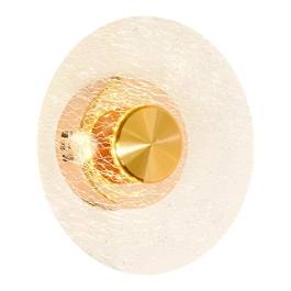 Arandela de Parede LED Redondo 3000K 4W Bivolt Ø20cm Metal e Acrílico Dourado