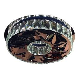 Plafon de Sobrepor LED Redondo 3000K 16W Bivolt Ø28cm Inox e Cristal Cromado e Transparente
