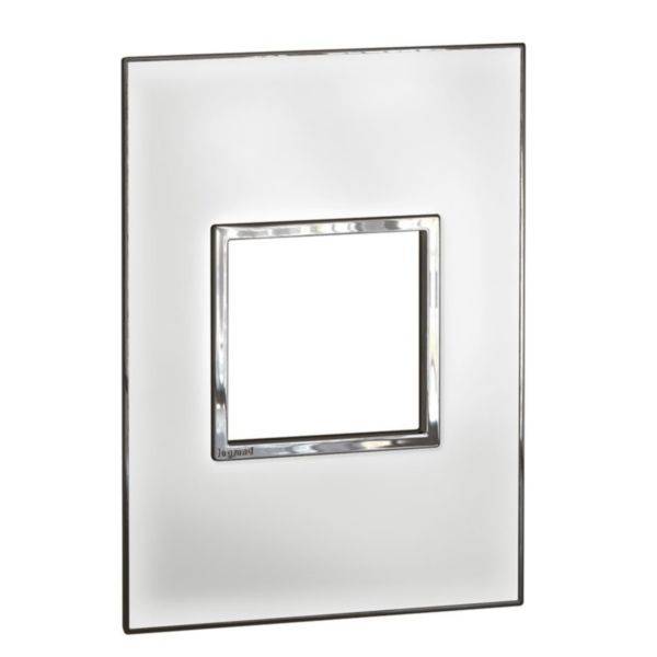 Arteor - Placa 2 postos 4x2 quadrados - Espelho branco - 2 modulos - Acabamento brilhante