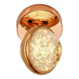 Plafon de Sobrepor LED 3000K 7W Bivolt Ø12x17cm Metal e Cristal Dourado