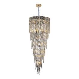 Lustre Pendente 160xØ60cm Metal e Cristal Cromado e Transparente