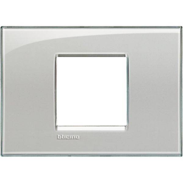 Placa Quadrada 2 Postos Central 4X2 - Grigio Ghiaccio