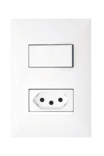 1 Inter Paralelo 10A+1 Tomada 2P+T 20A 4X2 Branca - Pial Plus+