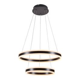 Pendente LED Redondo Duplo 3000K 126W Bivolt Ø60cm Metal e Acrílico Preto