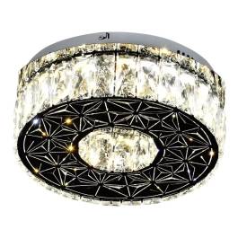 Plafon de Sobrepor LED Redondo 3000K 20W Bivolt Ø35cm Inox e Cristal Cromado e Transparente