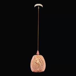 Pendente Ø20x15cm Metal e Cristal Dourado e Transparente