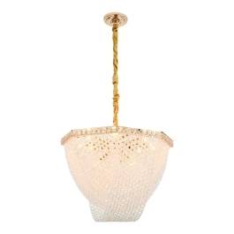 Lustre Pendente Ø55x40cm Metal e Cristal Dourado e Transparente