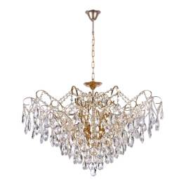Lustre Pendente Ø100x100cm Metal e Cristal Dourado