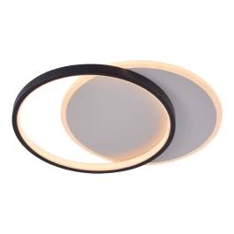 Plafon de Sobrepor LED 3000K 49W Bivolt Ø50cm Metal, Acrílico e Silicone Preto