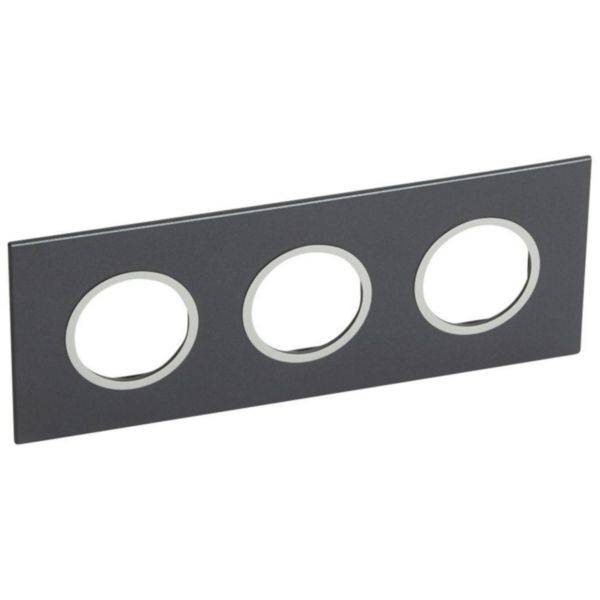Arteor - Placa 3x2 modulos redondos Graphite - Termoplástico halogen free - Acabamento mate - Proteção IP40