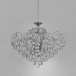 Lustre Pendente Ø80x80cm Metal e Cristal Cromado