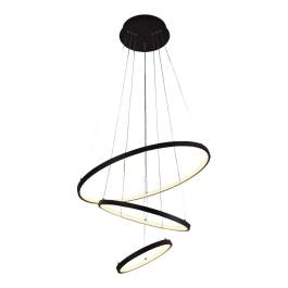 Pendente LED Redondo Triplo 3000K 48W Bivolt Ø60cm Metal e Silicone Preto