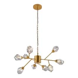 Pendente Ø82cm Metal e Cristal Dourado