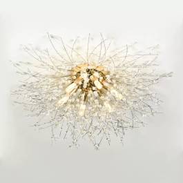 Plafon de Sobrepor Ø50cm Metal e Cristal Dourado